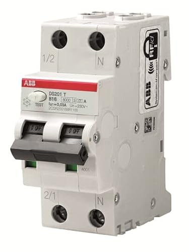 ABB RCBO DS201 DS201T FI/LS-Schalter (RCBO) 16A, 2-polig Typ B, Empfindlichkeit 30 mA, Packung a 1 Stück