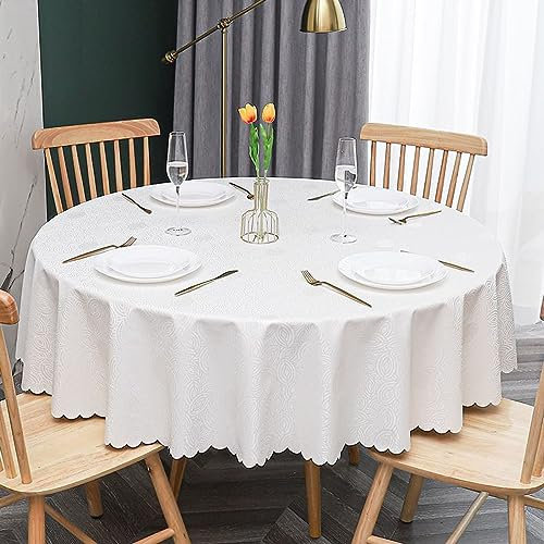 XQSSB Tischdekoration Eckig Wasserdicht Tischtuch Anti Hot Scratch Tischwäsche Pflegeleicht Garten Zimmer Tischdekoration D Weiß Runder Durchmesser 320cm
