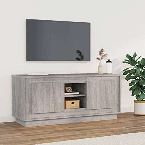 Camerina TV-Schrank Grau Sonoma 102x35x45 cm Holzwerkstoff Retro Tv Schrank Fernsehschrank Ecke