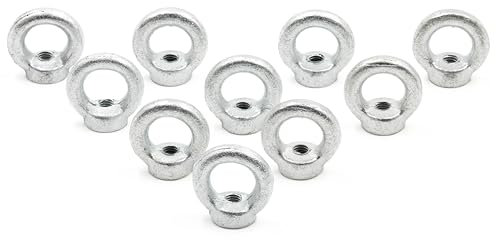 Alfa Logistik Dado ad Anello M10 Zincata Confezione da 10 - Occhiello per Gru - Occhiello di Ancoraggio - Dado ad Occhiello - Dado ad Occhiello - Dado a Occhiello