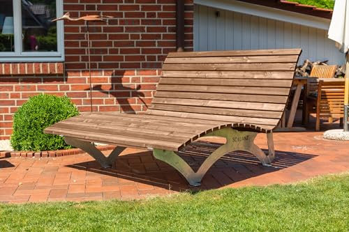 SCALANT Waldsofa Classic mit Polsterauflage Wave, Thermokiefer, für 2-3 Personen, Sonnenliege, Außenliege, Wellenliege, Relaxliege, Holzliege für den Garten, feuerverzinkt
