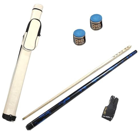 Dickly Billardqueue-Set, Billardstock mit 3-Finger-Handschuh für Männer und Frauen mit weißer PU-Ledertasche, chinesischer schwarzer Billardqueue mit acht, Schwarz Blau