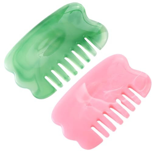EIHI 2 Pezzi Massaggiatore Cuoio Capelluto in Resina, Massaggio Testa, Sspazzola Massaggio Cuoio Capelluto, Massaggiatore Capelli, Pettine Gua Sha