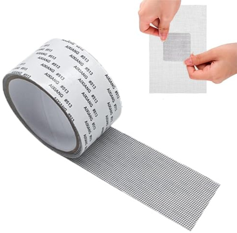 Issimober 5 M Nastro Ripara Zanzariere, Riparazione Autoadesiva per Zanzariera, Ripara Zanzariere Adesivo Invisibile Da 5 Cm (Grigio)