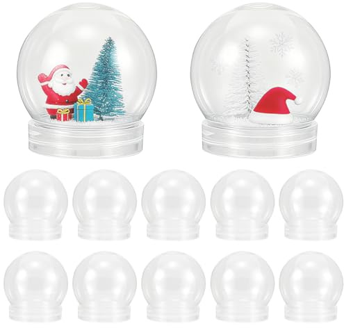 Angoily 20 Stück Schneekugel Bastelset 150ml Schneekugeln zum Selber Basteln, Leere Plastikflaschen zum Befüllen Süßigleiten Gläser mit Deckel Bonbonglas Weihnachts-Schneekugel