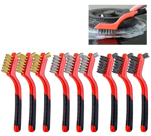 9 Pezzi Spazzola Metallica, Spazzola Acciaio, Spazzola Ferro per Ruggine, Wire Brush, Spazzolatrice Metalli, Spazzola in Nylon, Scovolino Acciaio Inox, Spazzola per La Pulizia, Spazzole Metalliche