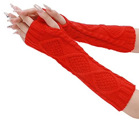 Winter Gloves for Women, Warm Glove, Windproof, Elastic, SMS, Black Gloves, Thermal Gloves, for Women Latex Gloves (Red, One Size)
