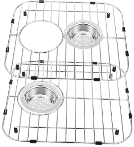 QUMIIRITY 2pcs Stainless Steel Sink Protectors Bottom Racks with Filters Stainless Steel Sink Grates for Kitchen Organization Scratch-resistant Design