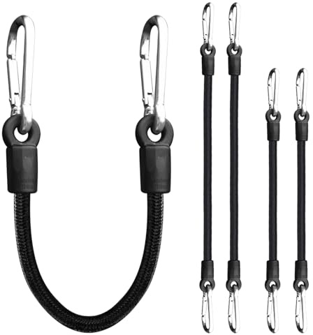 Bncxdc Spanngummi mit Haken, 4-teiliges Set, 2x30cm und 2x60cm, Aluminium-Karabiner, Hochwertiges, Elastisches Material, 50kg Traglast, Grün, Ideal für Camping, Wandern und Reisen