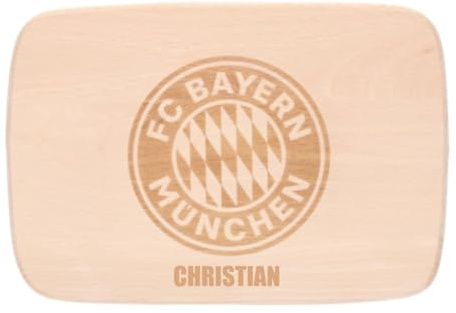FC Bayern München Brotzeitbrett Holz - Personalisiertes Holzbrett mit Logo und Namen - Schneidebrett Dekobrett