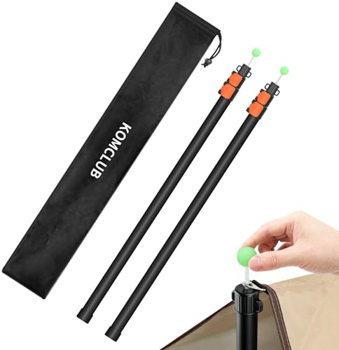 KOMCLUB Zeltstange Teleskop 2 Stück Set, Snap Set Aluminium Zeltstange 247cm, Verstellbare Ultraleicht-Planenstange Teleskop-Stützstange für Vorzelte, Zelte, Campingplanen (Orange)