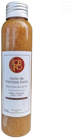 Huile de Palmiste, biologique, non filtrée, 100 ML, LOBIKO pressée à froid, la solution anti-âge pour une peau plus jeune et plus ferme. Peau Lisse et Tonique African palm kernel oil - Mayanga noir