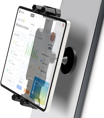 JUBORUI Tablet Halterung Magnetisch, 360° Drehbarer iPad Halterung Magnet für Metalloberflächen, Lagerhaus, Fitness, Kühlschrank, Whiteboards, Kompatible 4,7-13,5 Tablet.