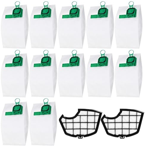12 Bolsas Aspiradora para Vorwerk Kobold VK140 VK150 FP140 FP150 + 2 Filtros,Bolsa de Aspiradora Bolsas de Aspiradora para Vorwerk VK140/VK150/FP140/FP150