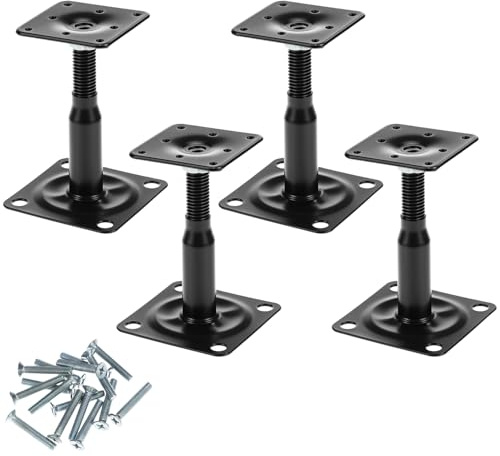 QWORK® 4 Stück Verstellbare Pfostenträger, 100–150 mm Dachstützen für Pergolen, Balkone, verzinkter Stahl, schwarz