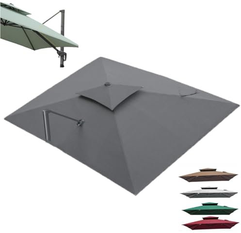 ZIUSFAC 3×4m Toile De Parasol Déporté Grand Auvent De Rechange Rectangulaire Dessus De Parapluie De Remplacement Couverture Housse De Rechange Pour Parasol À 3 Couche 8 Baleines 3×3(Gray,4x3m (13x9.8f