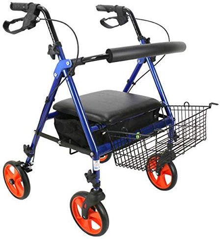 OWOHYG Andador, Andador con Ruedas, Andador con polea Plegable para Personas Mayores y discapacitadas, Andador para Caminar, Carrito de Compras, Azul Es Tan Amable de tu Parte