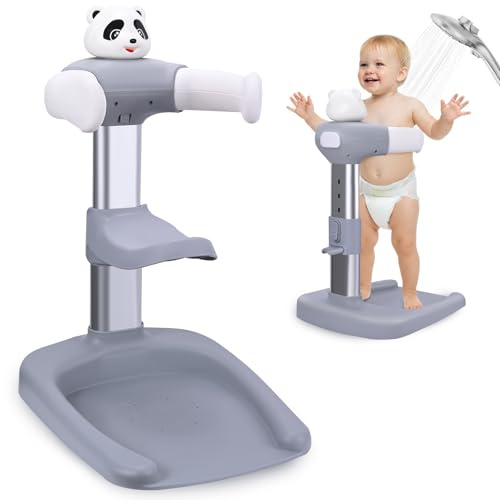 Brolteja Soporte Baño Bebe,Soporte de baño y ducha para bebé,Torre de Bañera Ajustable para Bebé que se Pone de Pie, Portátil Soporte de Ducha con Base Antideslizante, Durante 8-36 Meses