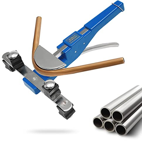Set professionale di piegatubi per tubi di rame e acciaio inossidabile, 7 teste di piegatura (diametro 6-22 mm), piegatrice a 90° con taglierina per tubi e sbavatura, borsa per il trasporto