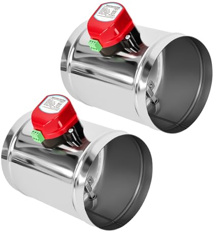 ZOWZEA 2Pcs 6 Motorized Duct Damper,On/Off Backdraft Damper Control, Stainless Steel Airflow Control Damper for HVAC System, 24V AC