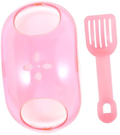 HOODANCOS Kleintier Sandbad mit Halbdurchsichtigem Gehege und Sandschaufel rutschfeste Kunststoff badewanne für Hamster Chinchilla Tragbares Badezimmer für Kleine Nager Zufällige Farbe