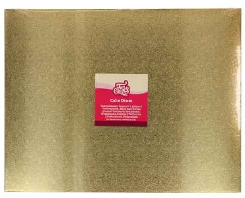 FunCakes Cake Drum Rectangular 45x35 cm - Gold: Reusable Cake Base for Decorating and Presenting Cakes and Pastries, Durable, 12 MM, 1 Piece.