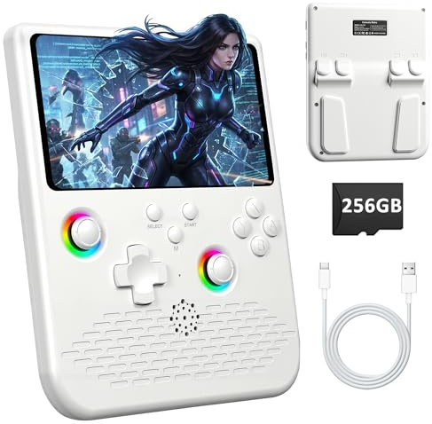 H5 Retro Handheld Spielkonsole, 256 G über 40.000 Spiele, 5-Zoll-IPS Retro Konsole, Linux-System, 4000-mAh-Akku, Unterstützt 34 Emulatoren,Tragbare Mini-Arcade(weiß)