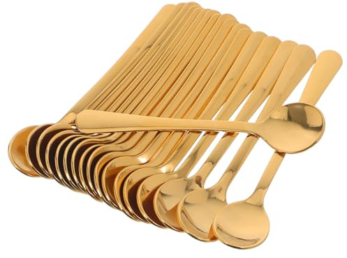 Cabilock 20 Cucharillas Miniatura de Café de 75 CM Cucharas de Acero Inoxidable 304 Doradas Juego de 20 Unidades Cucharas Medidoras para Especias Azúcar y Postres Ideales para Uso