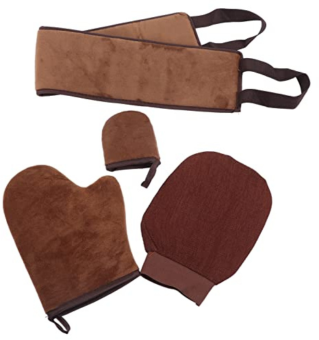 Selbstbräuner-Handschuh, Bräunungshandschuhe, 4-teiliges Set, weiche Beflockung, wendbar, sonnenlose Bräunungsapplikatorhandschuhe für eine einfache, gleichmäßige, streifenfreie