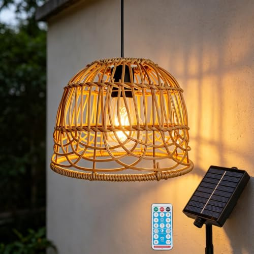 CHENBOOW Solarlampen für Außen Hängend,Solar Hängelampe,Solarlampen für Außen Garten,Rattan Solar Laternen,Garten Deko für Draußen Wetterfest,für Balkon Terrassen Patio Bar Hof