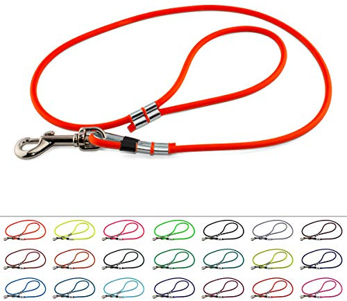 LENNIE BioThane Führleine, rund, Ø 8 mm, 1,5m lang, mit Handschlaufe, Neon-Orange