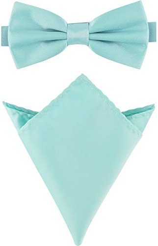 Ladeheid Herren Schmale Fliege & Einstecktuch Set M/P (12cm x 6cm, 22cm x 22cm)
