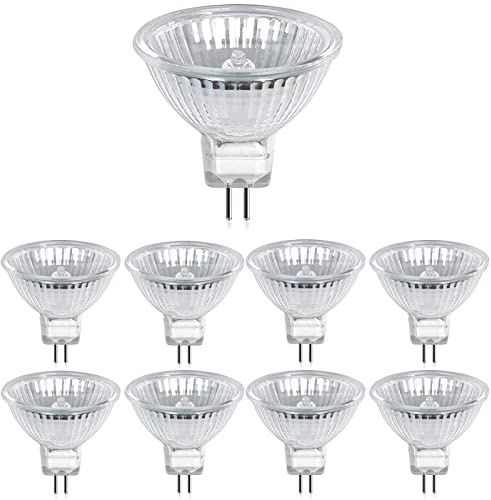 MR16 35W GU5.3 Halogen Light Bulbs 480 Lumens 12 Volt Warm White 2700K, Dimmable with Clear Glass Cover, Perfect for Landscape and Track Lighting 8 Pack