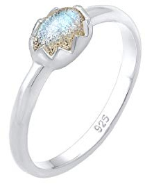 Elli Ring Damen Vintage Look Basic mit Labradorit Edelstein 925 Silber