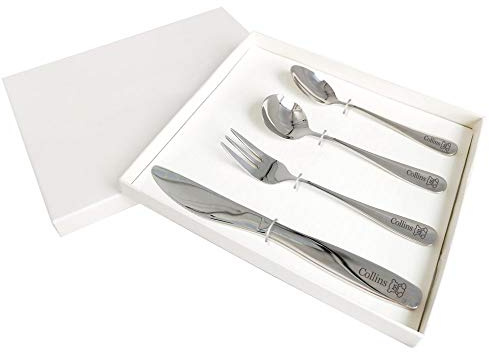 EDSG Personalised Children's Cutlery | Engraved Kid Knife and Fork 4pcs Stainless Steel | Kids Cutlery Customized Any Name with Gift Box for Christmas Hand Finished in UK(Bear)