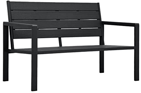 vidaXL Gartenbank Sitzbank Parkbank Gartenmöbel Bank Terrassenbank Balkonbank Außenbank Garten Balkon Outdoor 120cm HDPE Schwarz Holzoptik