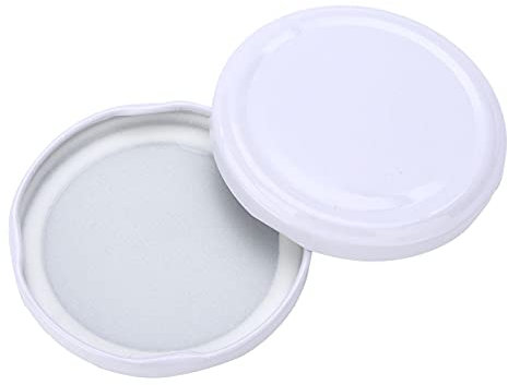50 Pcs Metal Lids for Glass Jars, Airtight Replacement Lid for Preserving Jars, Metal Twist-Off Screw Lids, for Mason Jars, Storage Jars (White, 82mm)