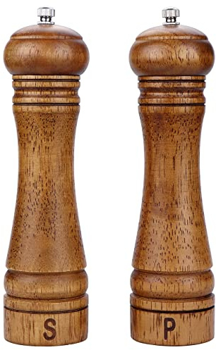 Gulex Wood Pepper Grinder Pepper Mill Adjustable Coarseness 8 Inch Wooden