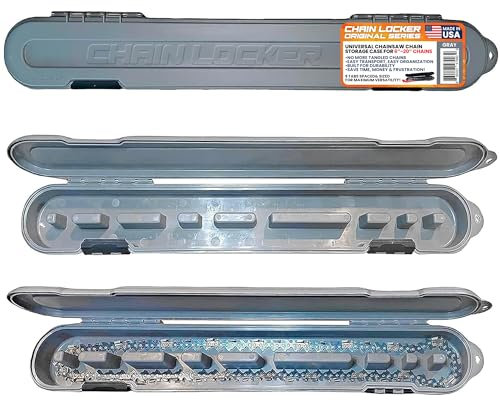 Original Chainsaw Chain Storage - Portable Universal Chain Saw Holder Case For all Chains up to 20” Inch Blades - Can Stack 2 Inches Deep, Fits a Minimum of 8 Chains, Made in USA - Gray