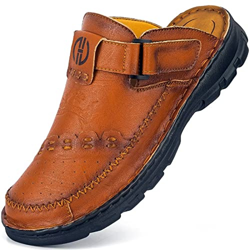 GURGER Sandali Uomo Pelle Zoccoli Estivi Sabot Rosso marrone Taglie 44