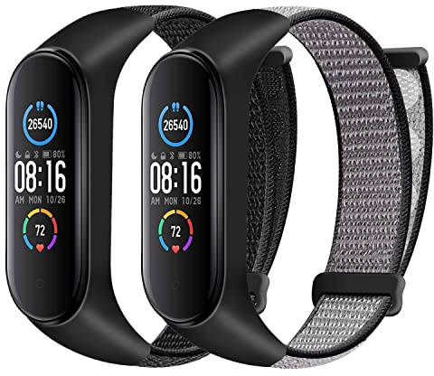 Huamanlou Nylon Armband Kompatibel mit Xiaomi Mi Band 6/Mi Band 5/Mi Band 4/Mi Band 3/Amazfit Band 5 Armband, Weiches Sport Uhrenarmband Verstellbarer Ersatzarmband für Herren Damen