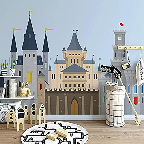 XLMING Castillo de dibujos animados Decoración Fotomural sala Sala de estar Pared Pintado Papel tapiz no tejido-430cm×300cm