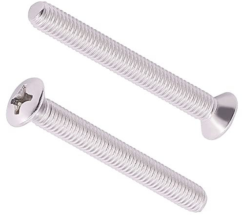 M6-1.0 x 45 mm (20 piezas) Tornillos de cabeza ovalada Phillps, tornillos de máquina empotrados en cruz con cabeza avellanada ligeramente elevada, acero inoxidable 304 18/8, GB820