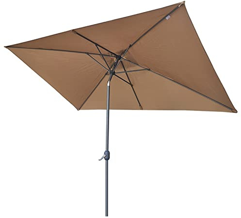 XIAOYUE Sombrilla de Jardín Cuadrada de 2x2m, Sombrillas Terraza Inclinable con Manivela, Parasol de Exterior, Mástil de Hierro, para Terraza de Playa, Sin Base