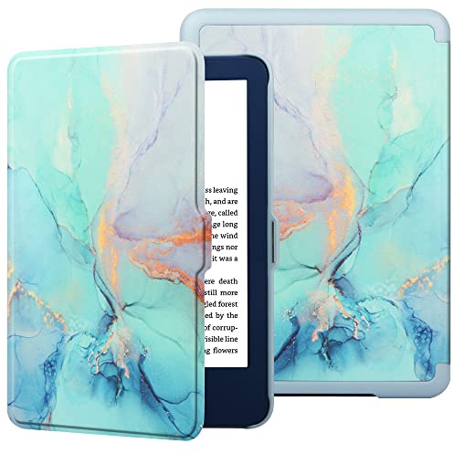HGWALP Case for New Amazon Kindle 6(11th Generation,2024/2021 Release), Folio Ultra Slim PU Leather Cover with Auto Sleep and Wake, Protective Case for Kindle 2024 6 inch-Marble Blue