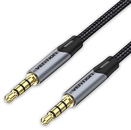 VENTION 3,5mm TRRS Klinkenkabel 1,5m, 4-polig Stereo Audio Kabel, Male zu Male (3,5mm auf 3,5mm) mit Nylon-Geflecht - Kompatibel mit Mikrofon, Headset, Kopfhörer, PC, Laptop, Smartphone