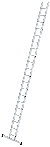 PROREGAL Sprossen-Anlegeleiter 350 mm breit mit Standard-Traverse | 20 Sprossen | Leiter, Teleskopleiter, Trittleiter, Bockleiter, Sprossen-Doppelleiter