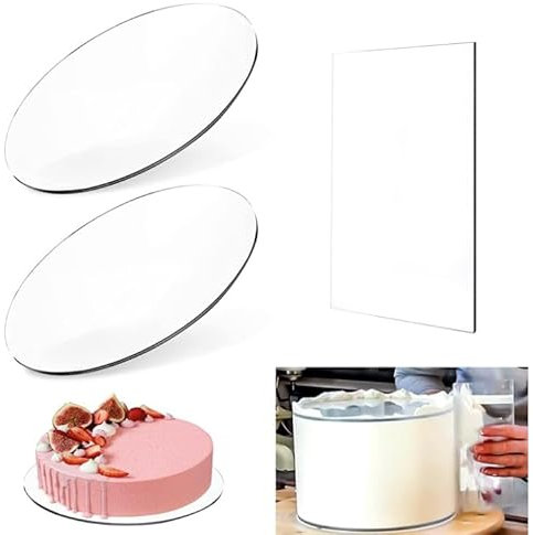 Disnace 2 bandejas redondas de 16 cm, base para tartas redonda, acrílico, base para tartas, placa de acrílico, plato redondo, plato transparente, base para tartas
