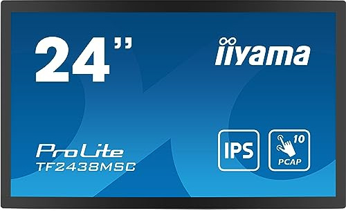 iiyama Prolite TF2438MSC-B1 60,5cm 23,8 IPS LED-Monitor Full-HD Open Frame 10 Punkt Multitouch kapazitiv optisch gebonded HDMI DP USB3.2 7H IP1X Touch-durch-Glas Anti-Fingerprint Metallgehäuse