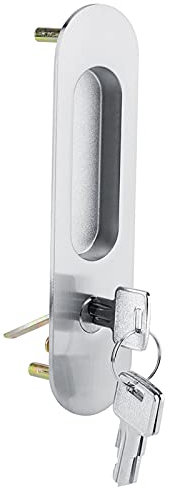 QANYEGN Maniglia di Blocco Antifurto, Serratura della Porta del Fienile in Lega di Zinco, Maniglia della Serratura della Porta Scorrevole con Chiavi Per La Riparazione Domestica(Argento)